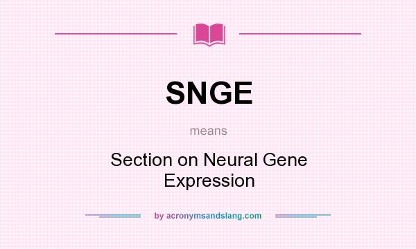 What does SNGE mean? It stands for Section on Neural Gene Expression