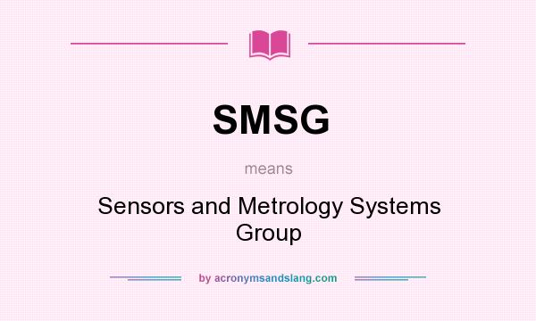 What does SMSG mean? It stands for Sensors and Metrology Systems Group