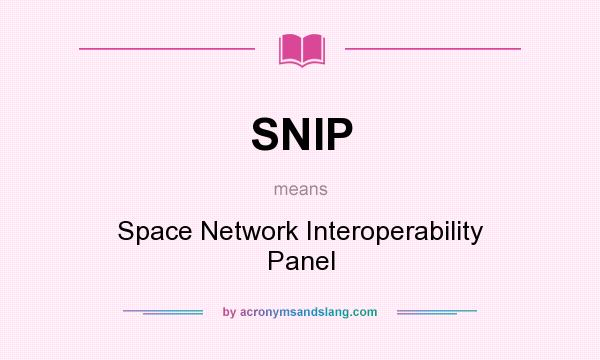 What does SNIP mean? It stands for Space Network Interoperability Panel