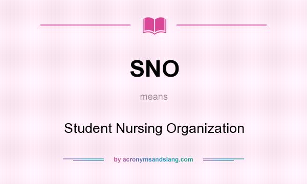What does SNO mean? It stands for Student Nursing Organization