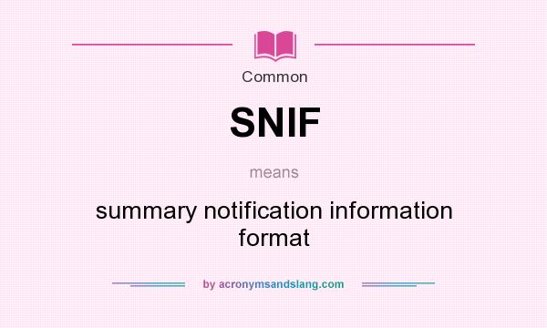 What does SNIF mean? It stands for summary notification information format