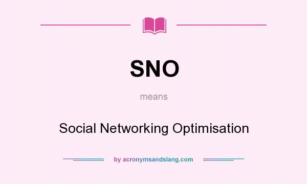 What does SNO mean? It stands for Social Networking Optimisation