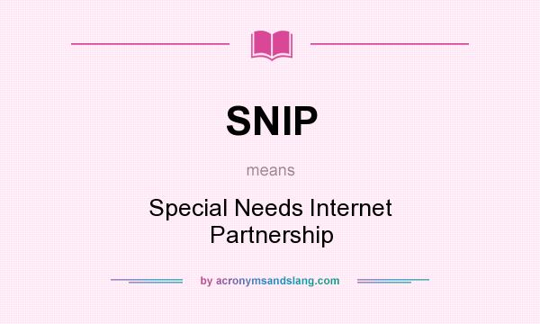 What does SNIP mean? It stands for Special Needs Internet Partnership