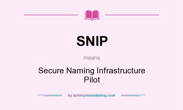 What does SNIP mean? It stands for Secure Naming Infrastructure Pilot
