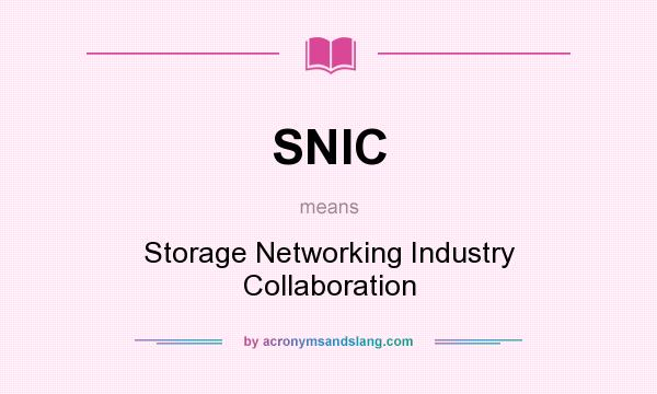 What does SNIC mean? It stands for Storage Networking Industry Collaboration