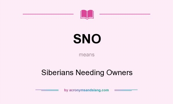 What does SNO mean? It stands for Siberians Needing Owners