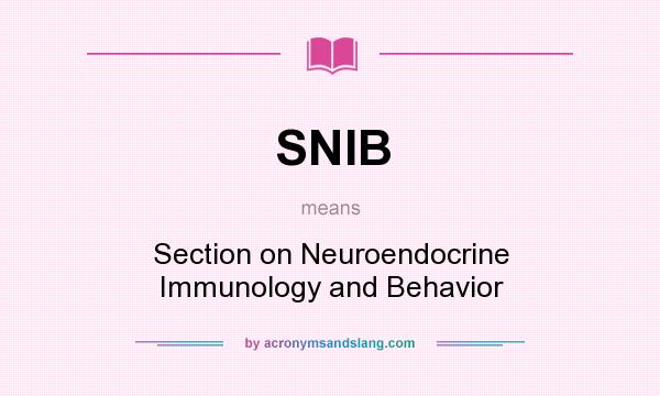 What does SNIB mean? It stands for Section on Neuroendocrine Immunology and Behavior