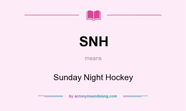 What does SNH mean? It stands for Sunday Night Hockey