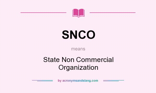 What does SNCO mean? It stands for State Non Commercial Organization