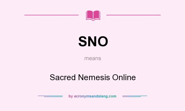 What does SNO mean? It stands for Sacred Nemesis Online