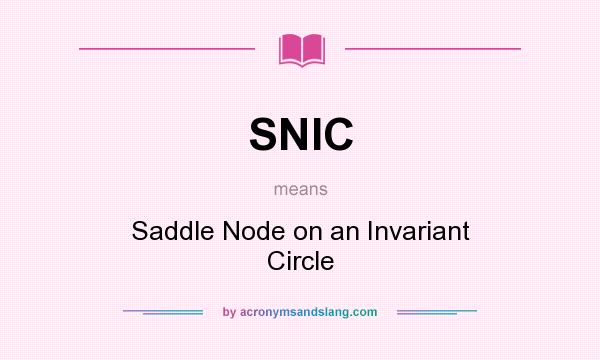 What does SNIC mean? It stands for Saddle Node on an Invariant Circle