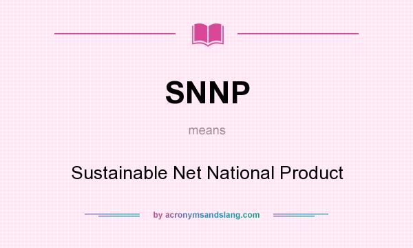 What does SNNP mean? It stands for Sustainable Net National Product