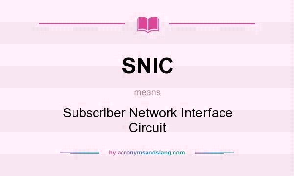 What does SNIC mean? It stands for Subscriber Network Interface Circuit