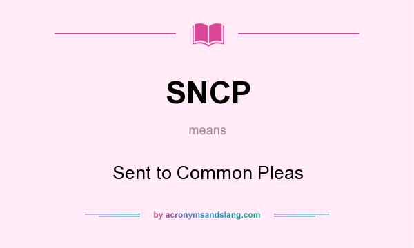 What does SNCP mean? It stands for Sent to Common Pleas