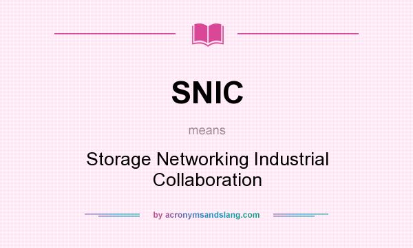 What does SNIC mean? It stands for Storage Networking Industrial Collaboration