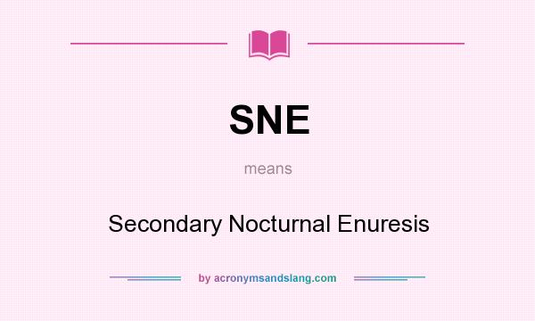 What does SNE mean? It stands for Secondary Nocturnal Enuresis