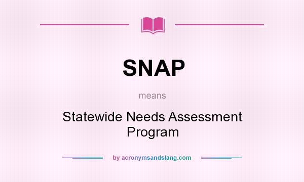 What does SNAP mean? It stands for Statewide Needs Assessment Program