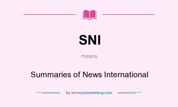 What does SNI mean? It stands for Summaries of News International