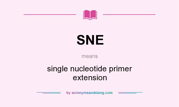 What does SNE mean? It stands for single nucleotide primer extension