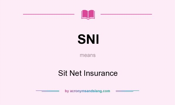 What does SNI mean? It stands for Sit Net Insurance