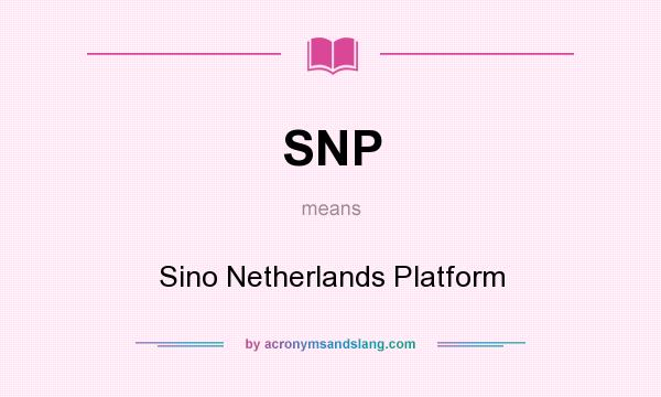 What does SNP mean? It stands for Sino Netherlands Platform