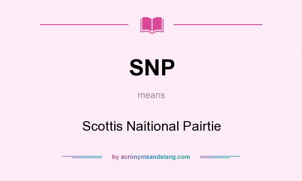 What does SNP mean? It stands for Scottis Naitional Pairtie