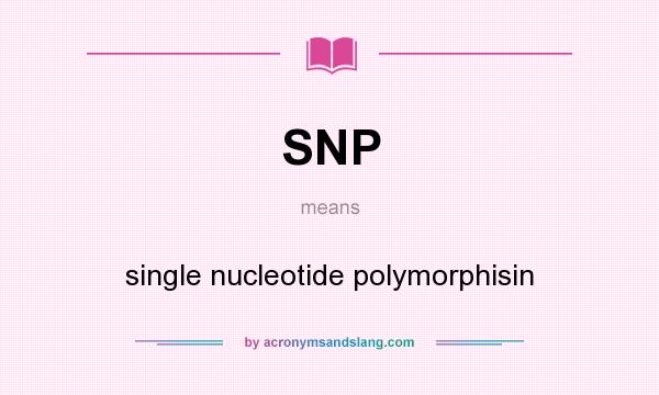 What does SNP mean? It stands for single nucleotide polymorphisin