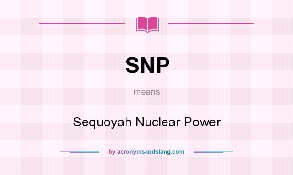 What does SNP mean? It stands for Sequoyah Nuclear Power