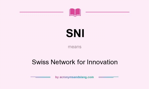 What does SNI mean? It stands for Swiss Network for Innovation