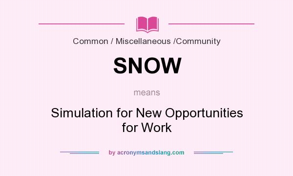 What does SNOW mean? It stands for Simulation for New Opportunities for Work