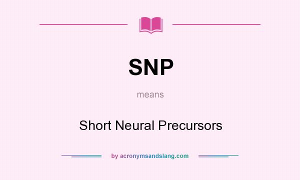 What does SNP mean? It stands for Short Neural Precursors