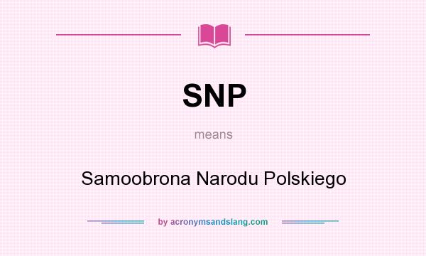 What does SNP mean? It stands for Samoobrona Narodu Polskiego