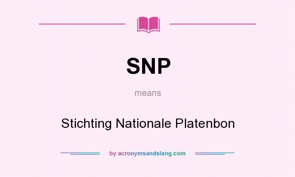 What does SNP mean? It stands for Stichting Nationale Platenbon