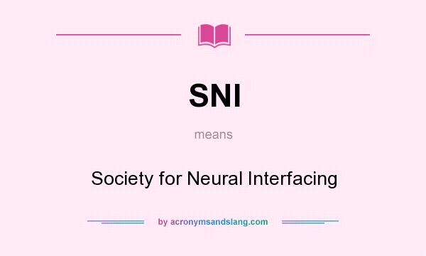 What does SNI mean? It stands for Society for Neural Interfacing