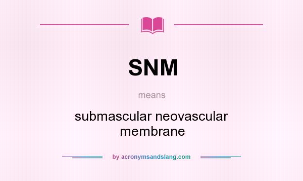 What does SNM mean? It stands for submascular neovascular membrane