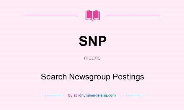 What does SNP mean? It stands for Search Newsgroup Postings