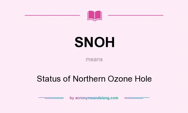 What does SNOH mean? It stands for Status of Northern Ozone Hole