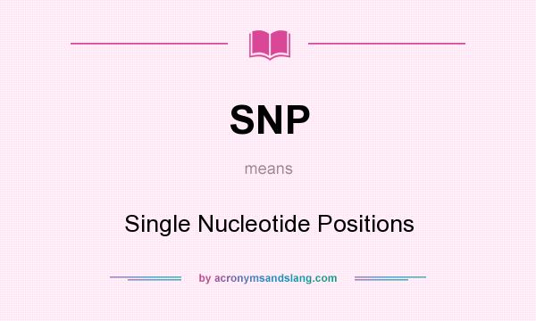 What does SNP mean? It stands for Single Nucleotide Positions