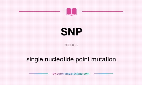 What does SNP mean? It stands for single nucleotide point mutation