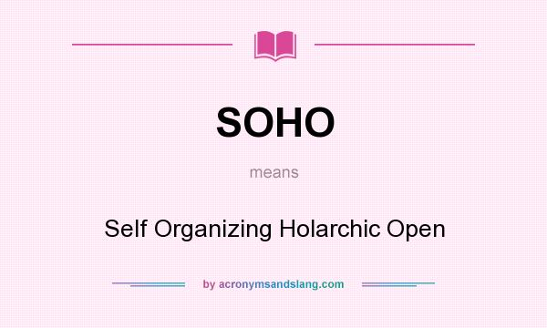 What does SOHO mean? It stands for Self Organizing Holarchic Open