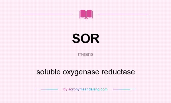 What does SOR mean? It stands for soluble oxygenase reductase