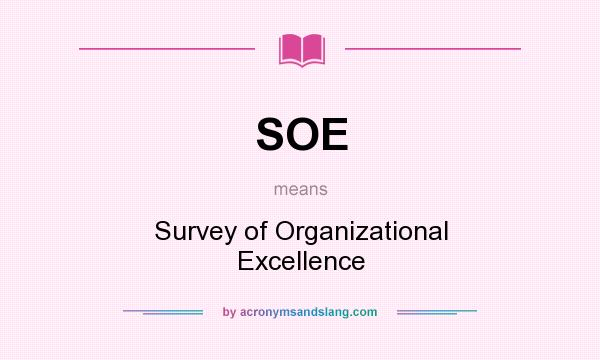 What does SOE mean? It stands for Survey of Organizational Excellence