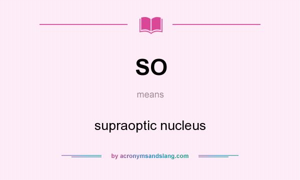 What does SO mean? It stands for supraoptic nucleus