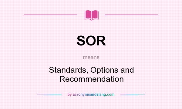 What does SOR mean? It stands for Standards, Options and Recommendation
