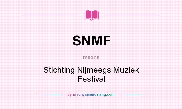 What does SNMF mean? It stands for Stichting Nijmeegs Muziek Festival