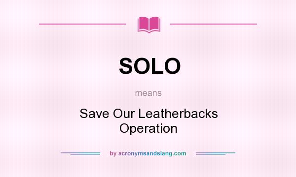 What does SOLO mean? It stands for Save Our Leatherbacks Operation