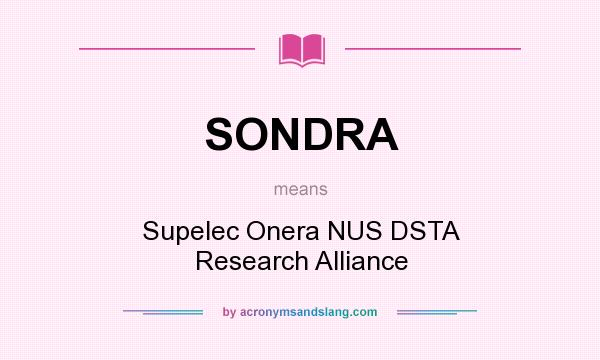 What does SONDRA mean? It stands for Supelec Onera NUS DSTA Research Alliance