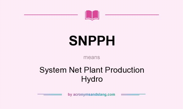 What does SNPPH mean? It stands for System Net Plant Production Hydro