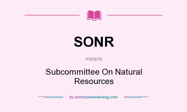 What does SONR mean? It stands for Subcommittee On Natural Resources