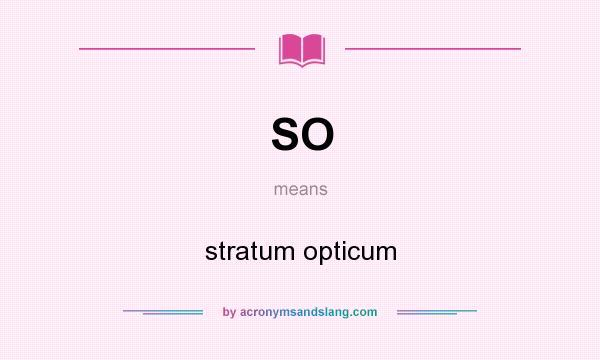 What does SO mean? It stands for stratum opticum